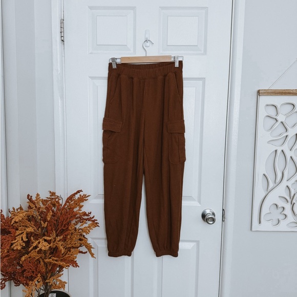 Aerie Brown Waffle Knit Jogger Sweatpants - Picture 2 of 6